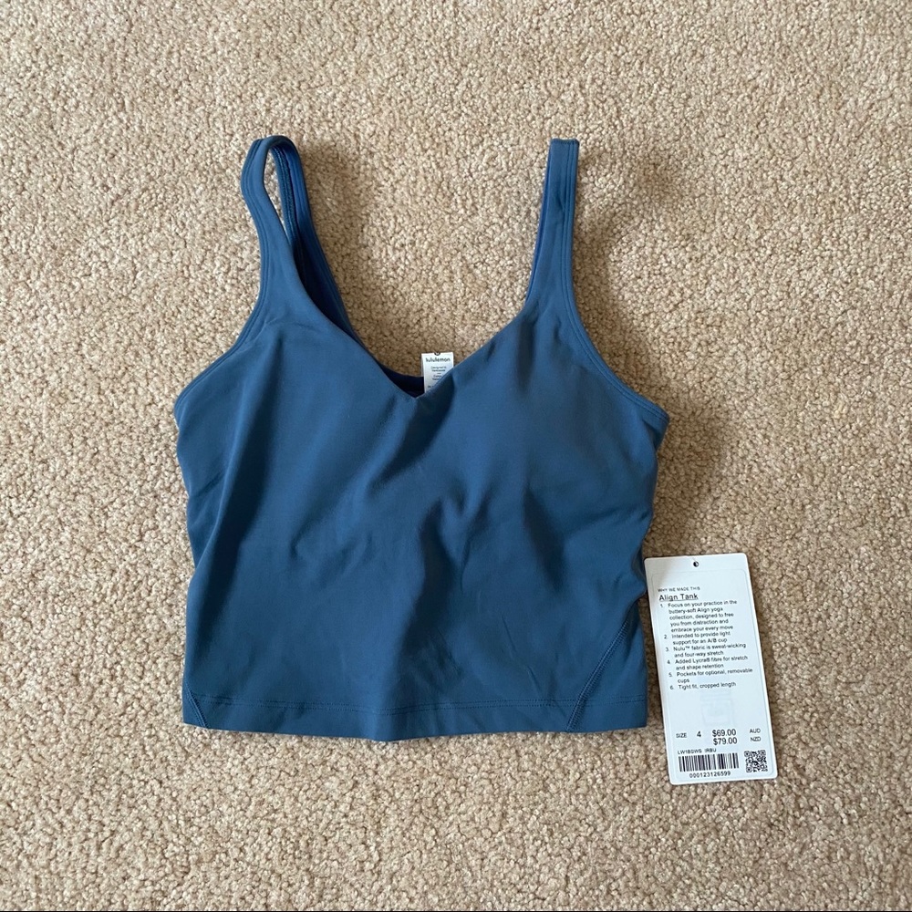 NWT Lululemon Align Tank Iron Blue Size 4